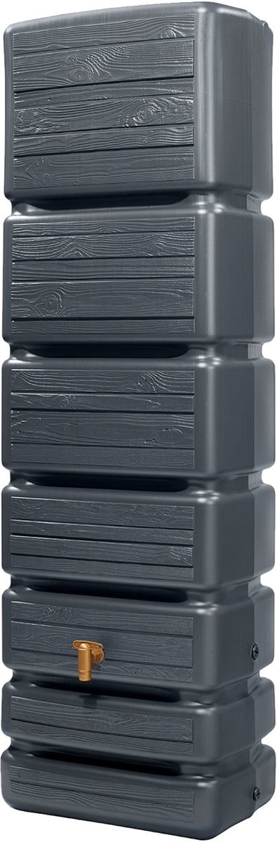 4RAIN Regenton Slim Wood Decor, 350 L (350 liter, Grafietgrijs)
