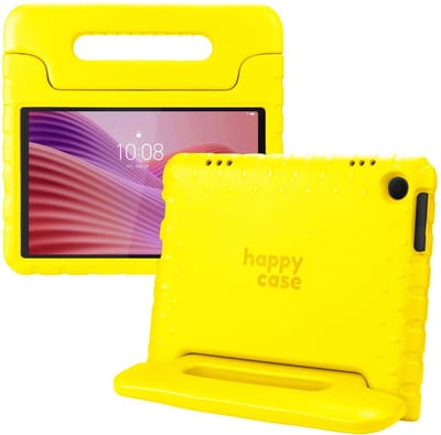 HappyCase Kinder Tablethoes Geschikt voor Lenovo Tab M10 Gen 4 (2025) | Kindvriendelijke Hoes | Beschemhoes | Kinderhoes | met Handvat en Standaard | Geel