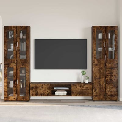 vidaXL - Tv-meubelset - FLORIN - 3 - st - Rook - Eiken - Bewerkt - hout