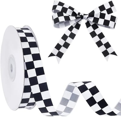 Dailygoods - 26 Meter Zwart-Wit Geruit Lint voor Creatieve Projecten