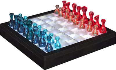 LED Schaakbord - Verlicht Strategisch Bordspel - Moderne Glasheldere Schaakstukken - Perfect voor Avondspel en Cadeaus