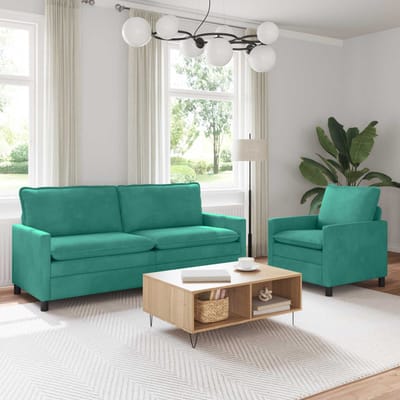 vidaXL - Bankstel - 2 - st - Turquoise - Fluweel
