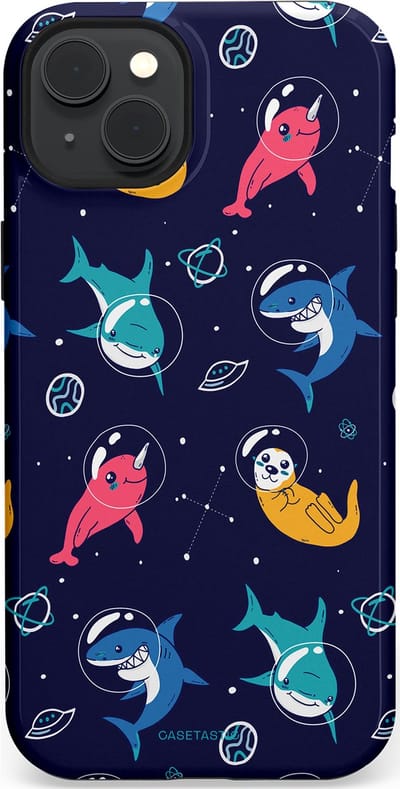 Casetastic Hoesje Geschikt voor Apple iPhone 15 Plus Magsafe - Stijlvolle Beschermende Duo-layer Case - Ruimte Oceaan Blauw