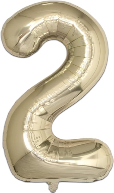 Q2P - Ballon - Cijfer - 2 Jaar - Verjaardag - Feest - Versiering - Helium - Ballonnen - Feestartikelen - Decoratie - Goud