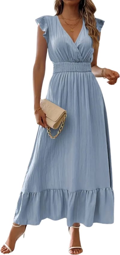 Livano Zomerjurk Dames - Zomerjurken - Volwassen - Jurk - Ibiza Stijl - Sundress - Hemelsblauw - Maat S