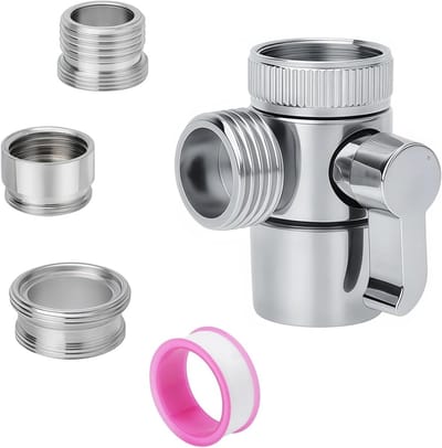 3-way tap switch valve met M22 vrouwelijke en M24 mannelijke draad, ideaal voor keuken, badkamer en douche, veelzijdige kraanadapter met G1/2 slangverbinding