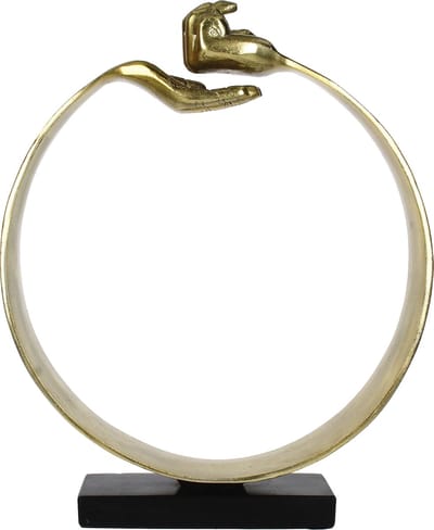Ornament op voet - Ornament op standaard - Hands - Aluminium - Goud - 34 X 7.5 X 43 CM