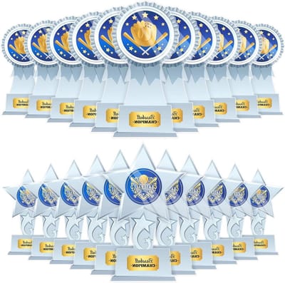 Acryl Trofee Awards - Honkbal Prijzen - Sport Competitie - 24 Stuks Set - 165 cm Hoog - Doorzichtig