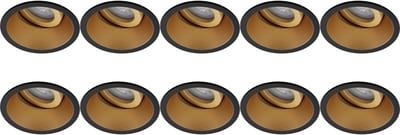 Spot Armatuur 10 Pack - Pragmi Zano Pro - GU10 Inbouwspot - Rond - Zwart/Goud - Aluminium - Kantelbaar - Ø93mm