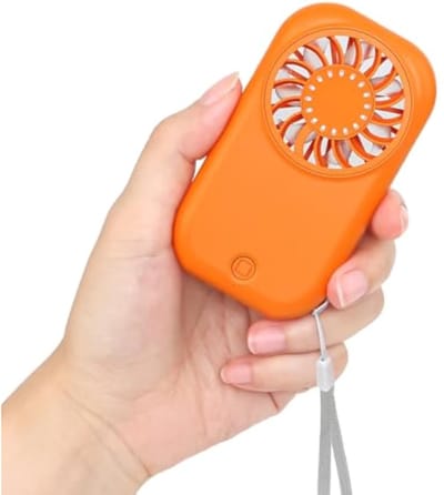 Mini handventilator met turbine, 56 gram, maximale snelheid 11000 toeren per minuut, 5 windsnelheden, USB-oplaadbare draagbare ventilator, geschikt voor reizen, wandelen, kamperen en sporten. (oranje).