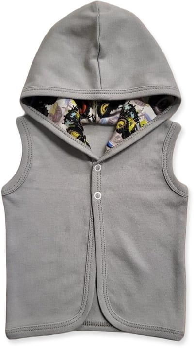 Dartomik - Kinder Bodywarmer met Kap - Grijs - 100% Katoen