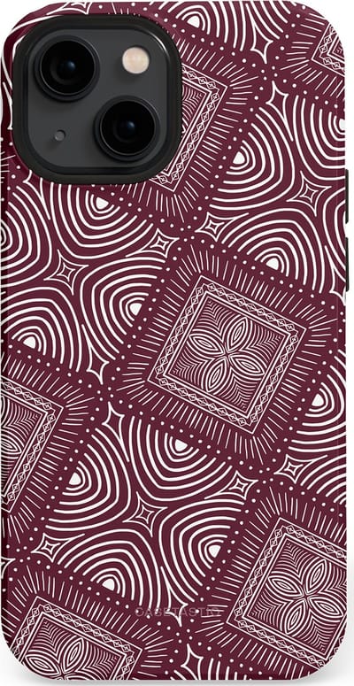 Casetastic Hoesje Geschikt voor Apple iPhone 13 Mini Magsafe - Stijlvolle Beschermende Duo-layer Case - Bohemien Rood Design