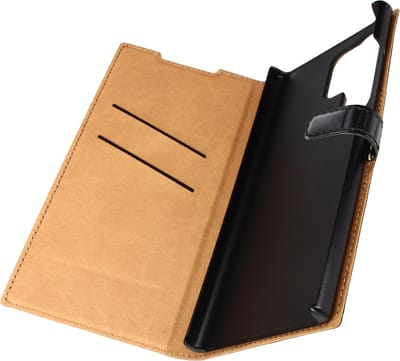 Bigben Connected, Hoesje geschikt voor Samsung Galaxy S23 Ultra 5G - Folio met Magneetsluiting & Standaard, Zwart / Oranje