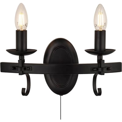 Searchlight Wandlamp Cartwheel III, 2-lamps, trekschakelaar, metaal