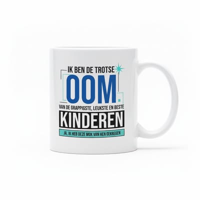 Grappige Oom Tekst Koffiemok “Ik Ben de Trotse Oom van de Grappigste, Leukste en Beste Kinderen” – Cadeaumok voor Oom – Keramische Koffiebeker 330 ml
