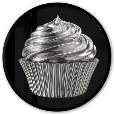 Poster in lijst Rond - Fotolijst 40x40 cm - Posters - Cupcake - Luxueus - Zilver - Ronde posterlijst zwart - Decoratie - Wanddecoratie woonkamer - Muurdecoratie slaapkamer