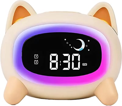 Slaaptrainer Kind – Wekker Kinderen met Nachtlampje & Geluiden – Digitale Slaapwekker Peuter – Hond Design – Oplaadbaar via USB-C