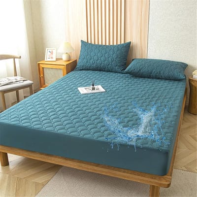 Waterdichte matrasbeschermer voor tweepersoonsbed, extra diep en geruisloos, donkergroen 160x200