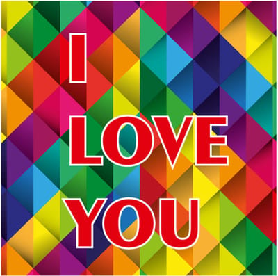 Bloemenkaartjes I Love You - Cadeaukaartjes - 20stuks - 7x7cm - Met Boorgaatje - Regenboog - Bloemkaartje - Mini Kaartjes