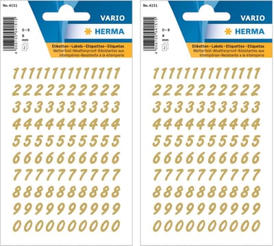 Herma Stickervel - cijfers / getallen - 416x - 0-9 - goudkleurig - 8 mm - stickers