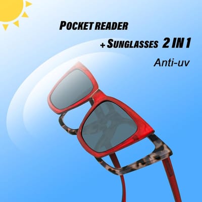 Leesbril met Zonneclip - Leesbril met zonneklep - Veelzijdig zicht - Magnetische bevestiging - Unisex model - Zwart