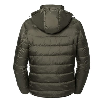 Russell Heren Nano Gewatteerd jack met capuchon (Donkere Olijf)