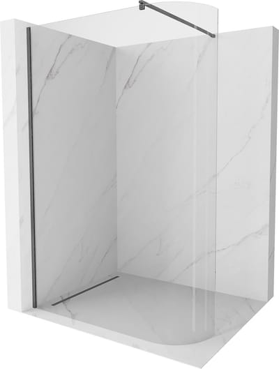Mexen Kioto-R afgerond douchewand Walk-in 80 x 200 , transparant 8 mm, gepolijst grijs - 800-080-101-66-06