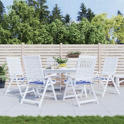 vidaXL - Tuinstoelkussens - 6 - st - gestreept - 40x40x3 - cm - stof - wit - en - blauw