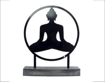 Staande woondecoratie - woonkamer of tuin - boeddha - staal - 35cm - S