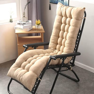 Tuinstoel Kussen - Loungestoel Zitkussen - Buiten Ontspannen - Dikke Gewatteerde Vulling - 53 x 170 cm - Naturel