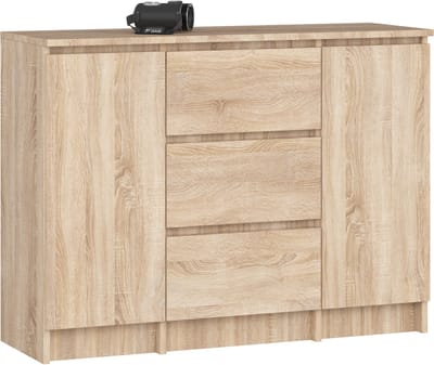 Ladekast K100 met 3 Lades en 2 Deuren / AKORD Furniture Factory / Sonoma Eik / 101 x 76 x 35 cm
