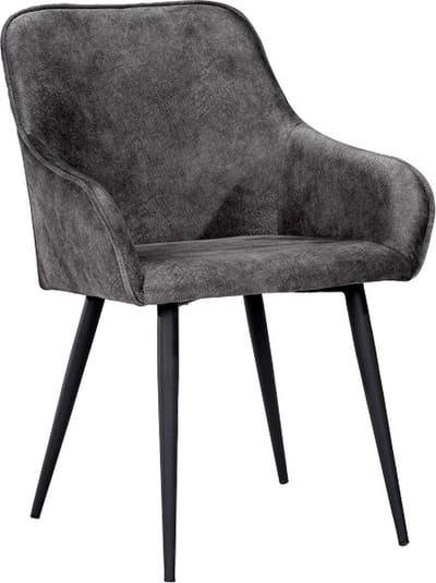 Soph & Tess - Florence Eetkamerstoel - Antraciet - Fluweel - Velvet - Industrieel - Met armleuning - Easy Clean Stoffen - Hoge Kwaliteit