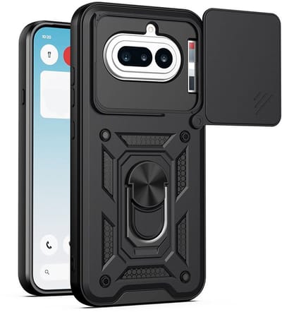 MobyDefend Hoesje - Geschikt voor Nothing Phone (4a) - Pantsercase Met Draaibare Ring - Zwart