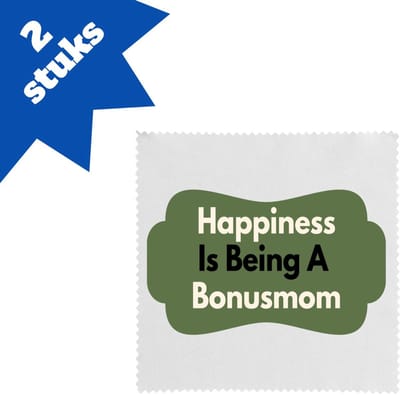Akyol - happiness is being a bonusmom brillendoekjes - Mama - de liefste bonusmoeder - moeder cadeautjes - moederdag - verjaardag - geschenk - kado - 17,8 bij 17,8 cm - 2 stuks