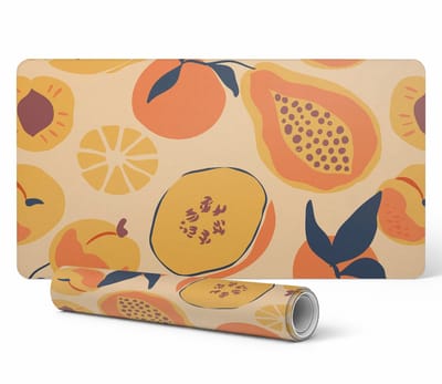 Moderne bureauonderlegger voor thuiswerken, retro fruitpatroon, 90x45 cm