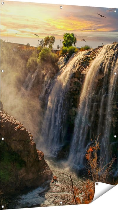 Gards Tuinposter Watervallen vanaf de Kliffen - 100x150 cm - Tuindoek - Tuindecoratie - Wanddecoratie buiten - Tuinschilderij
