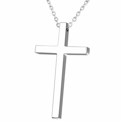 Fako Bijoux - Ketting Met Kruisje Classic - Kruis - 17x31mm - 45cm - Stainless Steel - RVS - Staal - Zilverkleurig