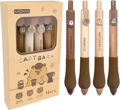 Kawaii Capybara Gel Pens Set, 4 Pieces Cartoon Capybara Gel Pens, Cute Pens, Capybara Retractable Pennene, Capybara - ShopVlot