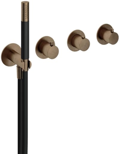 Hotbath Cobber - Afbouwdeel voor Inbouw Douchethermostaat - 2 Stopkranen - Bruin - V03