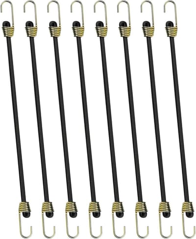 Set van 8 Elastische Spanningsrubbers van 25 cm met Haken voor Bagage, Camping en Transport