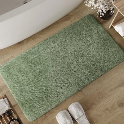 Zacht en Antislip Badmat - Wasbaar Katoenen Tapijt voor Badkamer (55 x 65 cm, Groen)