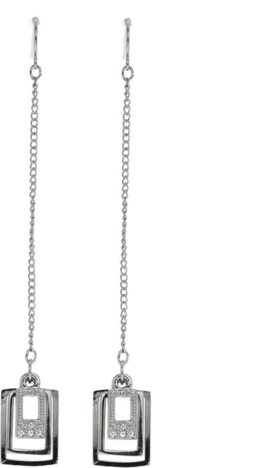 Behave® oorbellen zilverkleur hangers rechthoek 10 cm – moderne stijl