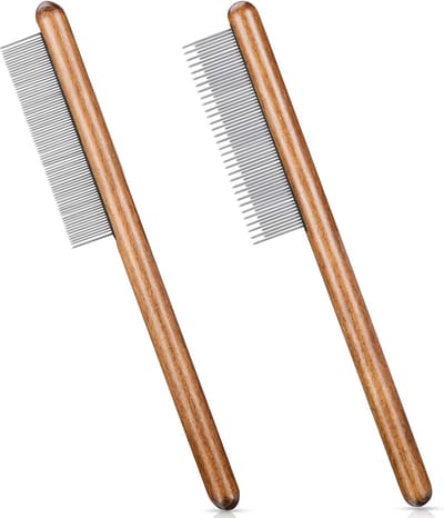 Daity Deze tweedelige vlechtkamset - gemaakt van roestvrij staal met een massief houten handvat - is ideaal voor het zelf maken van hangmanden voor planten - wanddecoraties en het vlechten van enkelstrengs touw. (Bruin)
