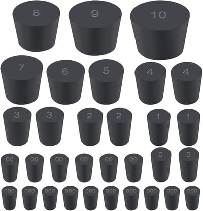 32Pcs 13 Verschillende Maten Zwarte Massieve Rubber Stop - Conische Laboratorium Afsluitrubber Stop - Tapered Lab Bungs