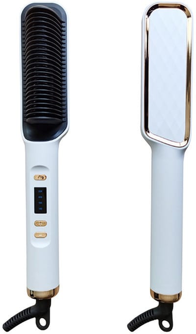 Stijltangborstel, stijltangkam voor dames, 4 snelheden voor snelle verwarming en dubbele spanning, wit