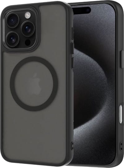 Hoesje geschikt voor Apple iPhone 15 Pro - Geschikt voor Magsafe - Shock Proof Case – Mat Zwart