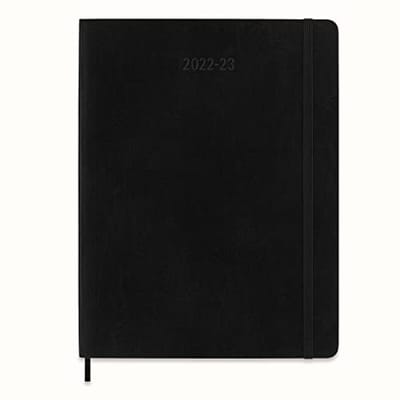 18-Maanden Agenda 2022/2023 - Wekelijks Overzicht, Zacht Kaft, Grote Formaat 19 x 25 cm, Zwart