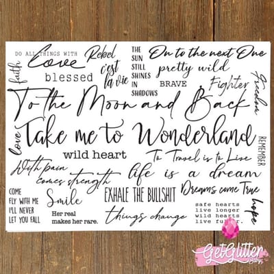 GetGlitterBaby® - Tijdelijke Tattoos / Tijdelijke Henna Festival Plak Tattoes / Nep Tatoeage voor Volwassenen / Fake Temporary Tattoo Sticker - Teksten / Zinnen / Quotes
