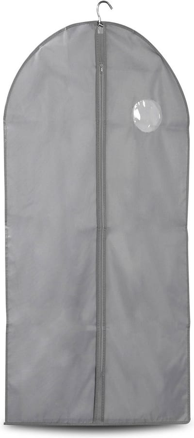 Blokker Kledinghoes - Kledingzak 150x60cm - Grijs - Met Rits