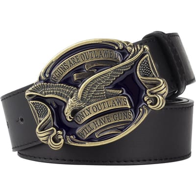 Heeft Wapens Amerikaanse Adelaar Gesp Mode Lederen Riem Reliëf voor Mannen Cowboy 115cm gray